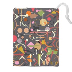 Illustration Shape Tribal Pattern Round Drawstring Pouch (4xl) by Wegoenart