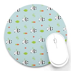 Background Pattern Panda Bamboo Round Mousepads by Ravend