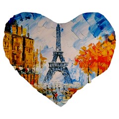 Eiffel Tower Landmark Architecture  Artistic Large 19  Premium Heart Shape Cushions by danenraven