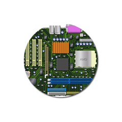 Illustration Motherboard Pc Computer Magnet 3  (round) by danenraven