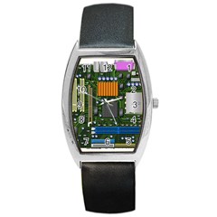Illustration Motherboard Pc Computer Barrel Style Metal Watch by danenraven