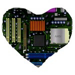 Illustration Motherboard Pc Computer Large 19  Premium Heart Shape Cushions Front