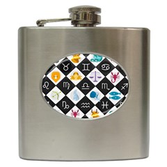 Zodiac Astrology Horoscope Pattern Hip Flask (6 Oz) by Wegoenart