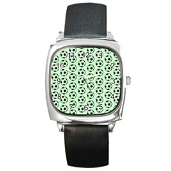 Pattern Ball Soccer Background Square Metal Watch by Wegoenart