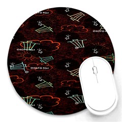 Geometric Pattern Recycle Bin Round Mousepad by Ravend