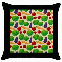 Food Illustration Pattern Texture Throw Pillow Case (black) by Ravend