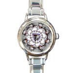 Mandelbrot Fractal Background Template Circle Round Italian Charm Watch Front