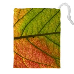 Leaf Autumn Fall Season Macro Drawstring Pouch (5xl) by Wegoenart