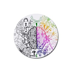 Anatomy Brain Head Medical Psychedelic  Skull Rubber Coaster (round) by danenraven