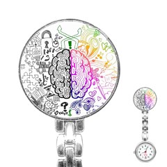 Anatomy Brain Head Medical Psychedelic  Skull Stainless Steel Nurses Watch by danenraven