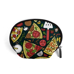 Vector Seamless Pizza Slice Pattern Hand Drawn Pizza Illustration Great Pizzeria Menu Background Accessory Pouch (small) by Ravend