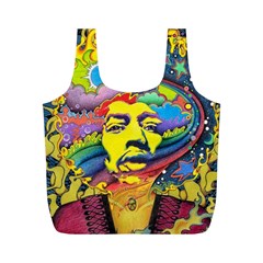 Psychedelic Rock Jimi Hendrix Full Print Recycle Bag (m) by Jancukart