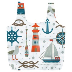 Nautical-elements-pattern-background Full Print Recycle Bag (xxl) by Jancukart