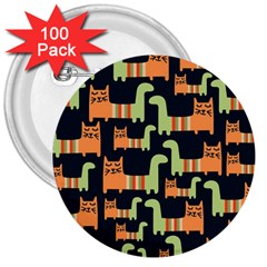 Seamless-pattern-with-cats 3  Buttons (100 Pack)  by Jancukart