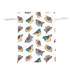 Seamless-pattern-with-hand-drawn-bird-black Lightweight Drawstring Pouch (s) by Jancukart