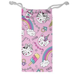 Beautiful Cute Animals Pattern Pink Beautiful Cute Animals Pattern Pink Rainbow Jewelry Bag by Jancukart