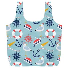 Nautical-marine-symbols-seamless-pattern Full Print Recycle Bag (xxl) by Jancukart