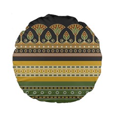 Seamless-pattern-egyptian-ornament-with-lotus-flower Standard 15  Premium Flano Round Cushions by Jancukart