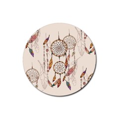 Coloured-dreamcatcher-background Rubber Round Coaster (4 Pack) by Jancukart