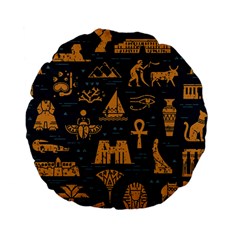 Dark-seamless-pattern-symbols-landmarks-signs-egypt Standard 15  Premium Flano Round Cushions by Jancukart