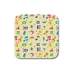 Seamless Pattern Musical Note Doodle Symbol Rubber Square Coaster (4 Pack) by Wegoenart