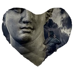 Men Taking Photos Of Greek Goddess Large 19  Premium Heart Shape Cushions by dflcprintsclothing