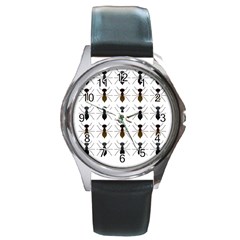 Ants Insect Pattern Cartoon Ant Animal Round Metal Watch by Ravend