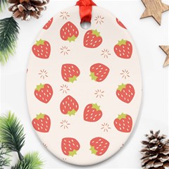 Strawberries Pattern Design Oval Ornament (two Sides) by Wegoenart