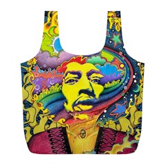 Psychedelic Rock Jimi Hendrix Full Print Recycle Bag (l) by Jancukart