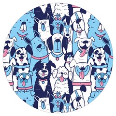 Dogs-seamless-pattern Round Trivet by Wegoenart