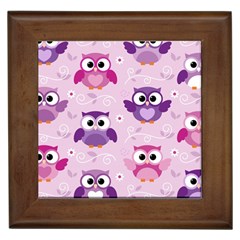 Seamless Cute Colourfull Owl Kids Pattern Framed Tile by Wegoenart