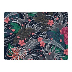 Japanese Wave Koi Illustration Seamless Pattern Double Sided Flano Blanket (mini)  by Wegoenart