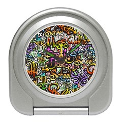 Graffiti Word Seamless Pattern Travel Alarm Clock by Wegoenart