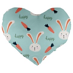Bunny Carrot Pattern Background Large 19  Premium Heart Shape Cushions by Wegoenart