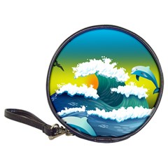 Dolphin Seagull Sea Ocean Wave Blue Water Classic 20-cd Wallets by Wegoenart