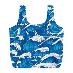 Storm Waves Seamless Pattern Raging Ocean Water Sea Wave Vintage Japanese Storms Print Illustration Full Print Recycle Bag (l) by BangZart