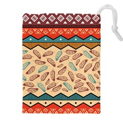 Ethnic Tribal Pattern Background Drawstring Pouch (5xl) by Vaneshart