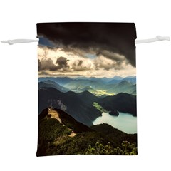 Mountains Sky Clouds Sunset Peak Overlook River Lightweight Drawstring Pouch (xl) by danenraven
