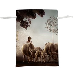 Man Cattle Animals Cows Bulls Calves Mammals Lightweight Drawstring Pouch (xl) by danenraven