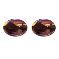 Sunset Island Tropical Sea Ocean Water Travel Cufflinks (oval) by danenraven