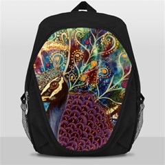 Peacock Mixed Media Bird Animal Backpack Bag by danenraven