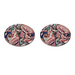 Indonesia Bali Batik Fabric Impression Patterns Cufflinks (oval) by danenraven