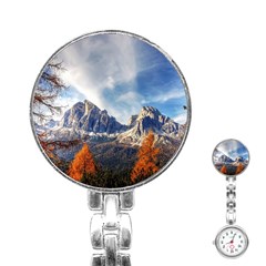 Dolomites Mountains Alps Alpine Trees Conifers Stainless Steel Nurses Watch by danenraven
