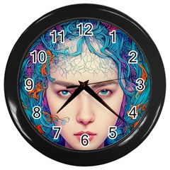 Pepper Colors Girl Wall Clock (black) by Sparkle