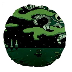 Ship Sea Monster Boat Island Night Pixel Large 18  Premium Round Cushions by Pakemis