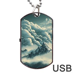 Mountains Alps Nature Clouds Sky Fresh Air Dog Tag Usb Flash (two Sides) by Pakemis