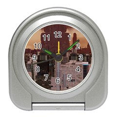 Skyline Skyscrapers Futuristic Sci-fi Panorama Travel Alarm Clock by Pakemis