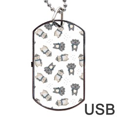 Cute Seamless Pattern With Koala Panda Bear Dog Tag Usb Flash (two Sides) by Pakemis