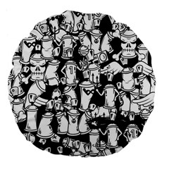 Graffiti Spray Can Characters Seamless Pattern Large 18  Premium Flano Round Cushions by Pakemis