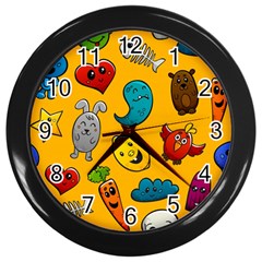 Graffiti Characters Seamless Ornament Wall Clock (black) by Pakemis